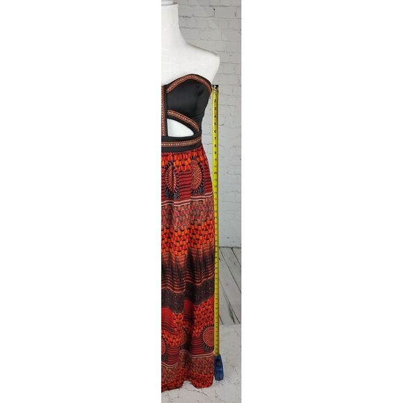 Strapless Maxi Dress Cutout Bohemian Print Summer Dress Size Medium - Picture 5 of 12